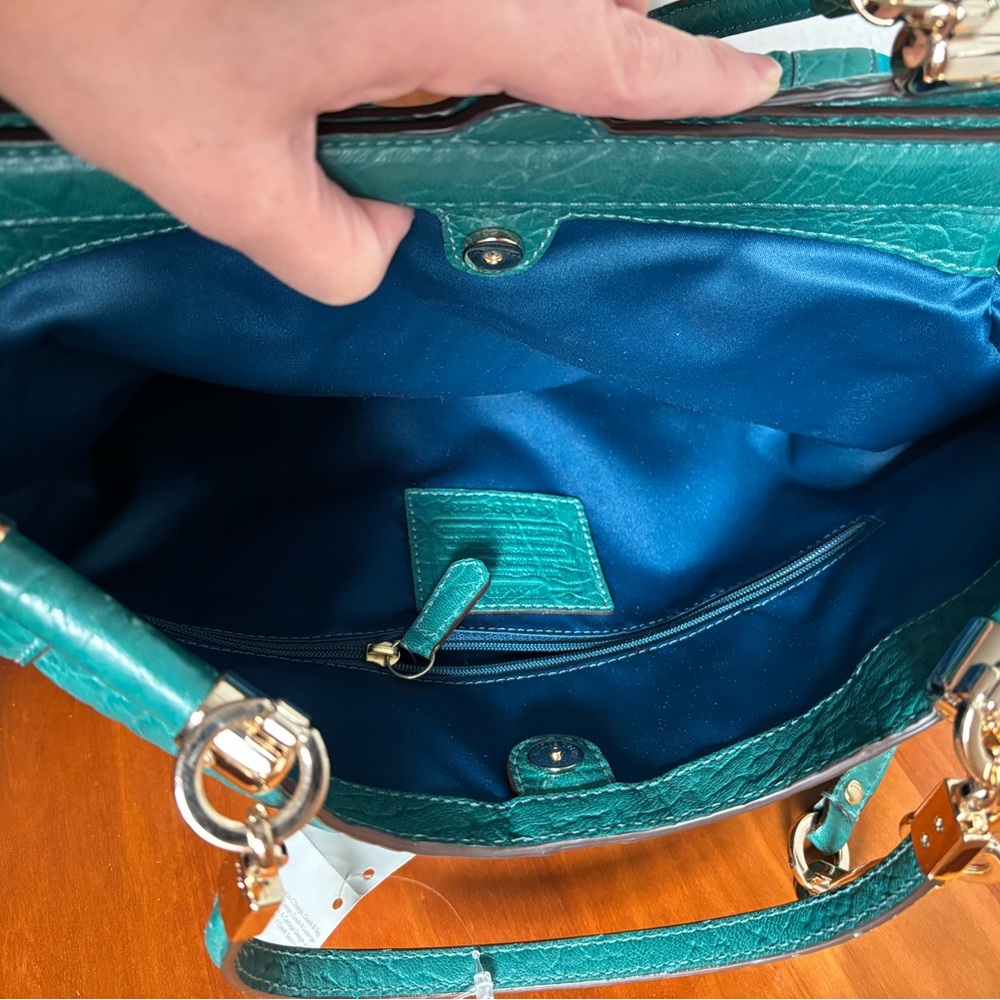 Coach Teal Green Leather Tassel Shoulder Bag - Picture 8 of 16
